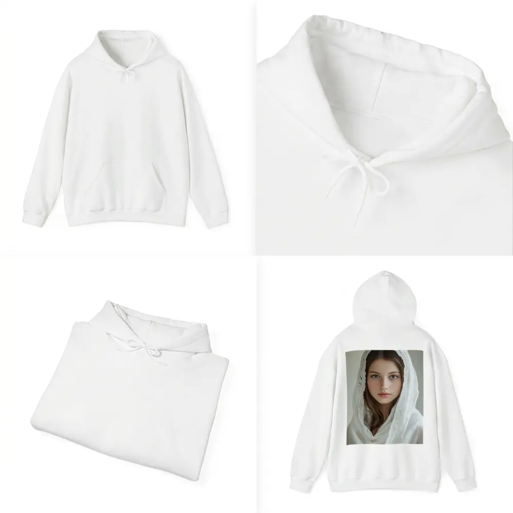 Young Woman White Lace Veil Portrait – Hoodies