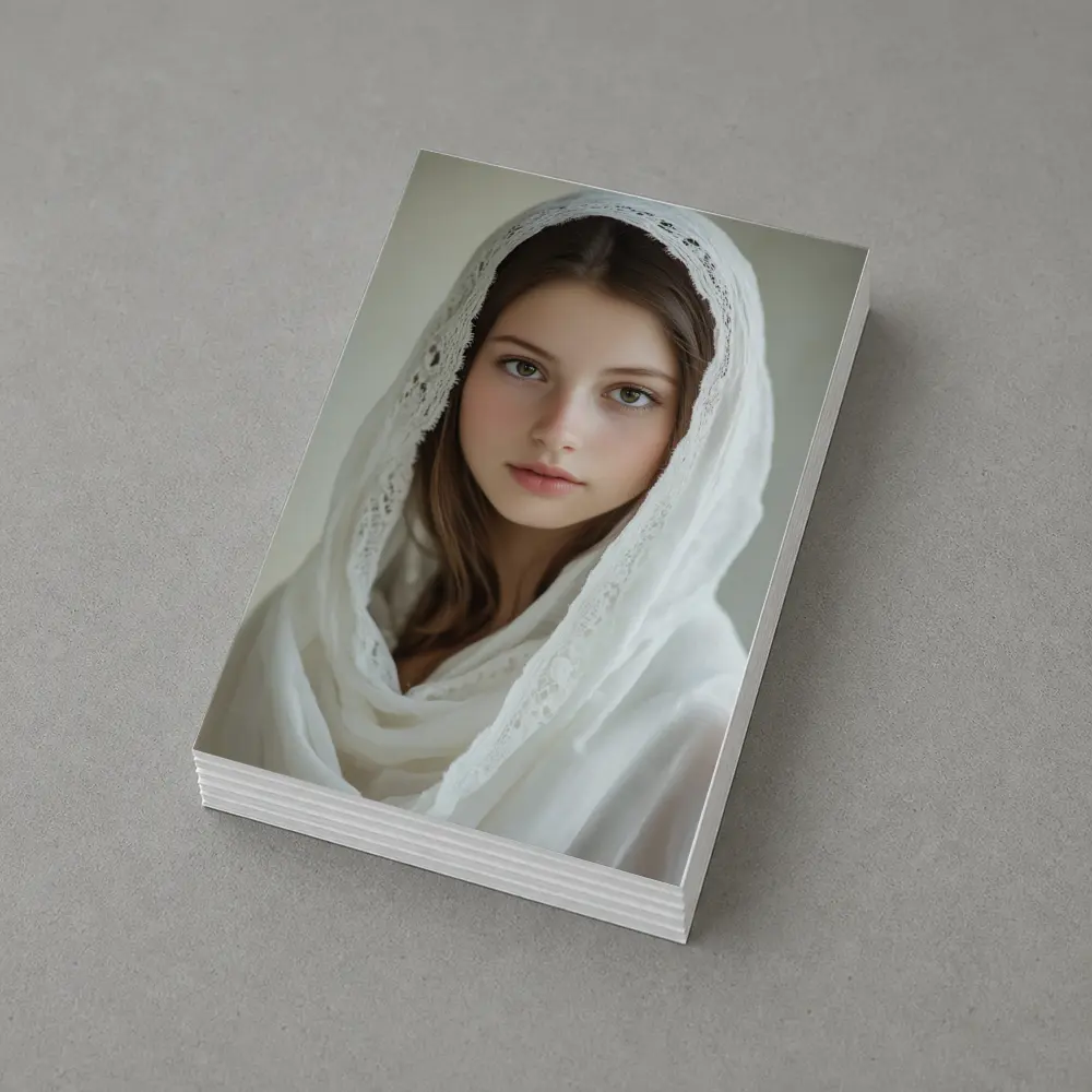 Young Woman White Lace Veil Portrait – Postcards