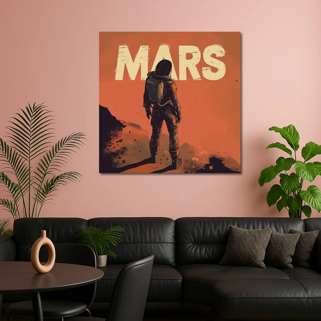 Astronaut Standing Alone On Mars Surface – Wall Art