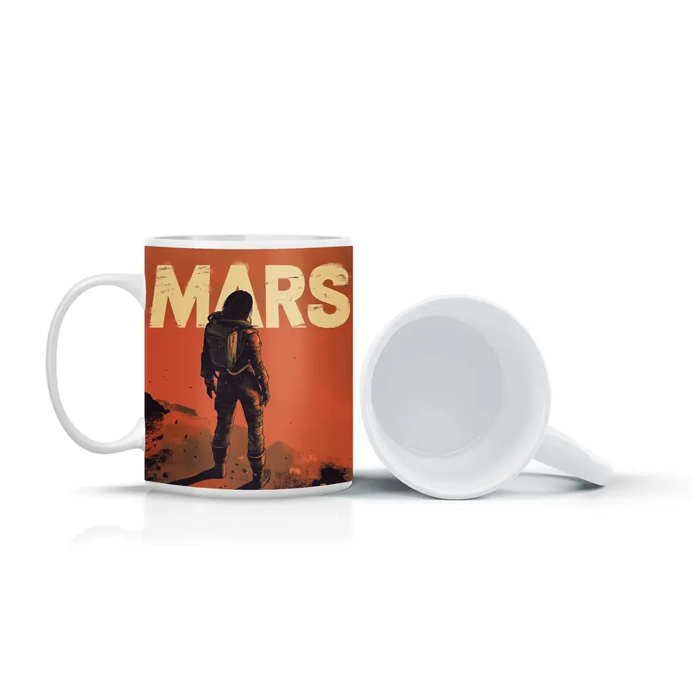 Astronaut Standing Alone On Mars Surface – Mugs