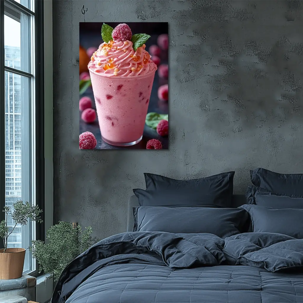 Raspberry Milkshake Pink Whipped Cream Dessert – Wall Art