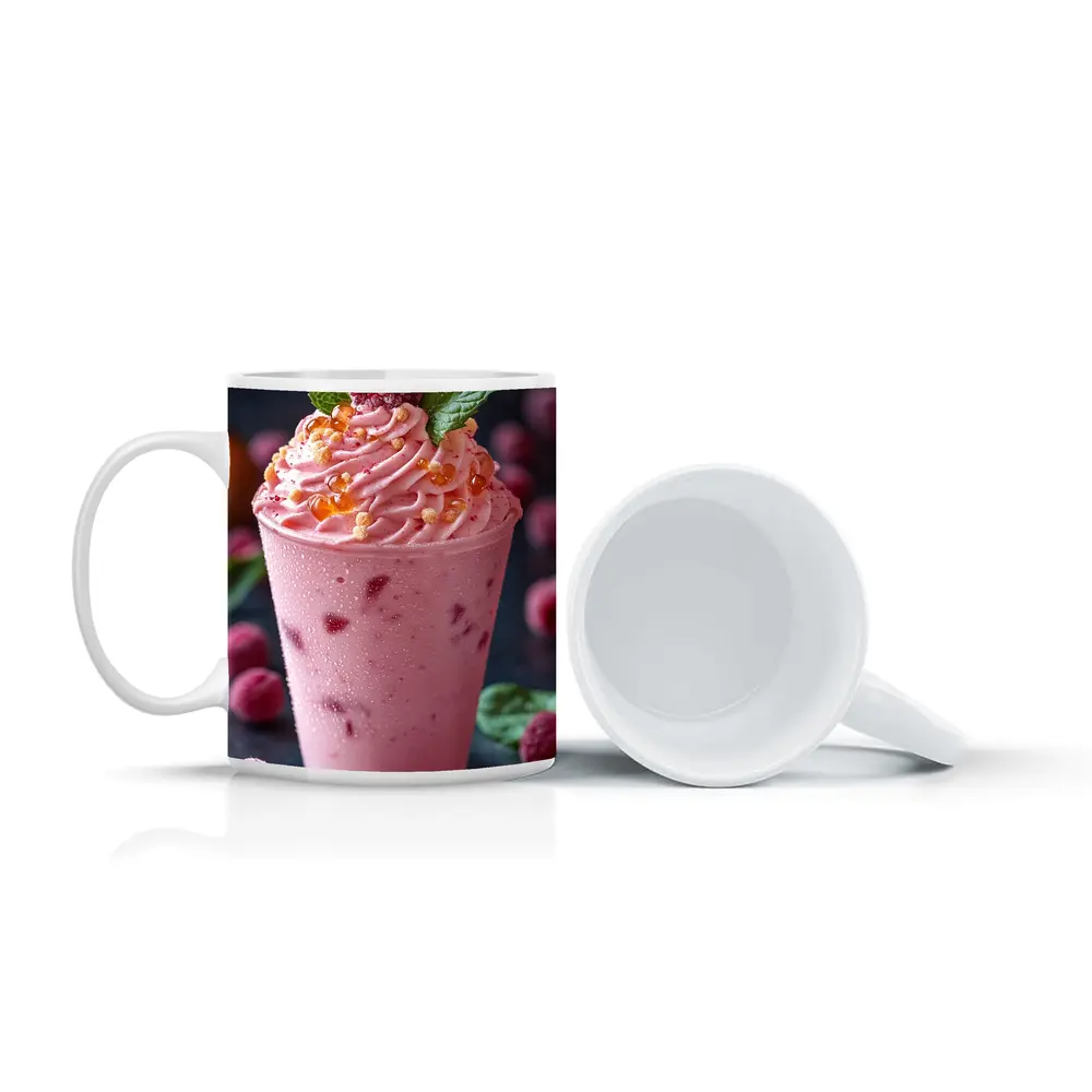 Raspberry Milkshake Pink Whipped Cream Dessert – Mugs