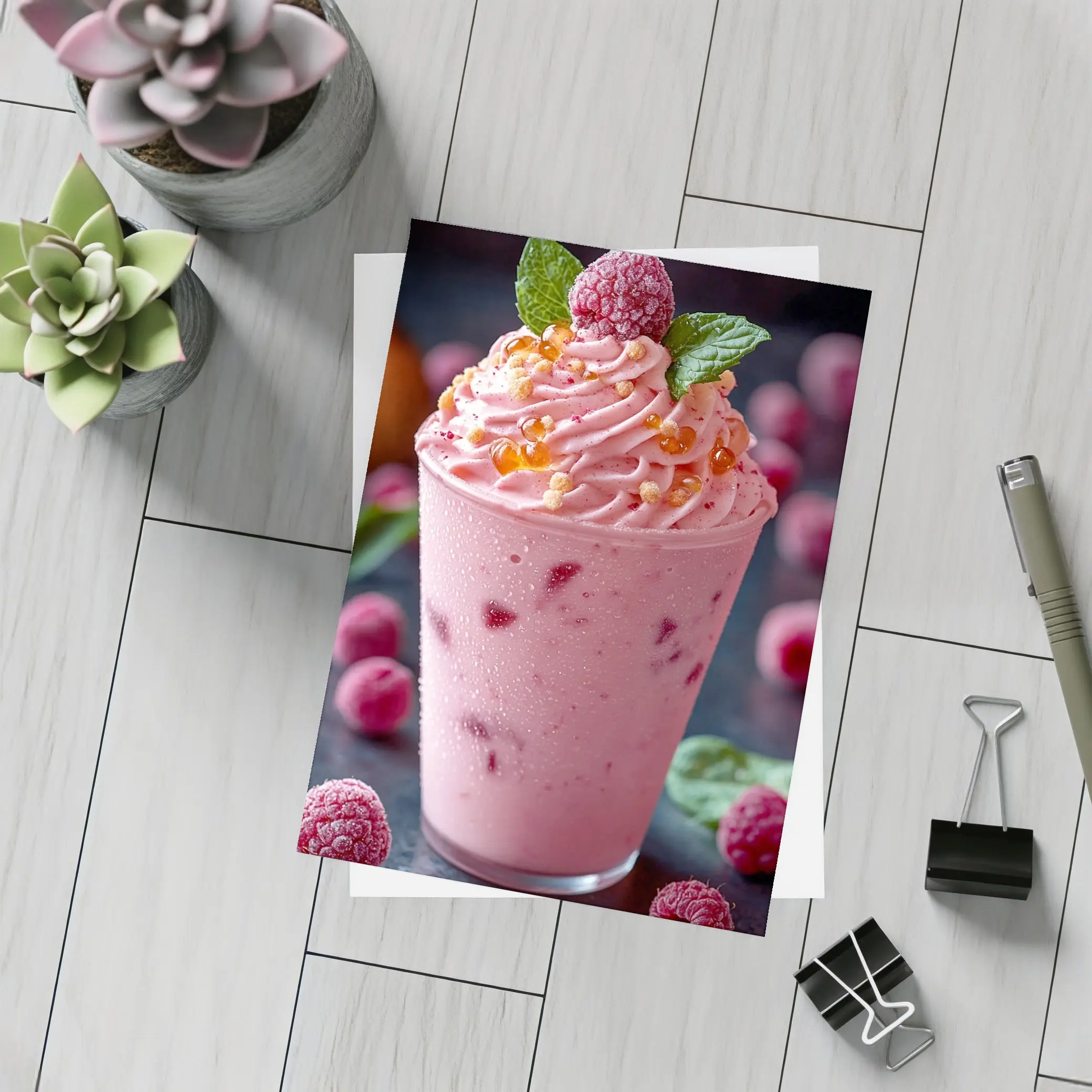 Raspberry Milkshake Pink Whipped Cream Dessert – Postcards