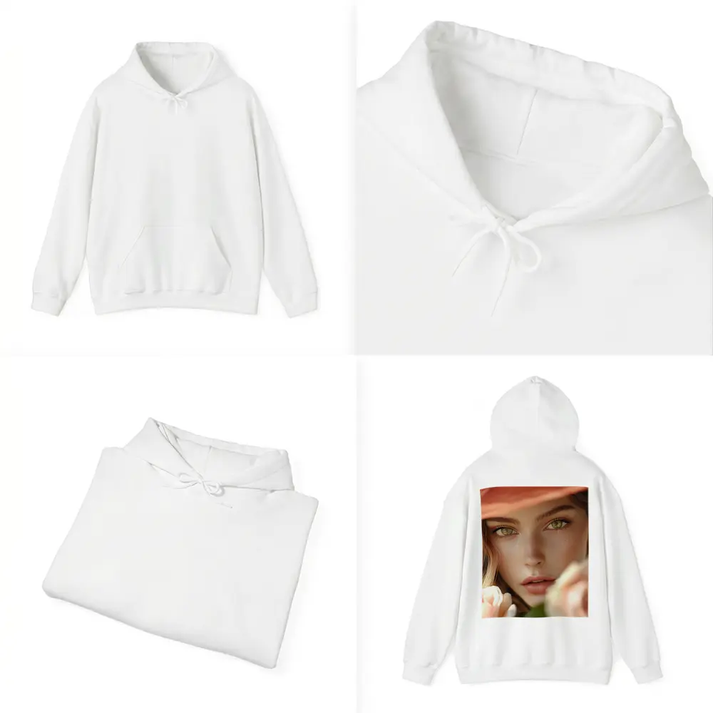 Green Eyes Woman Peach Hat Rose Portrait – Hoodies