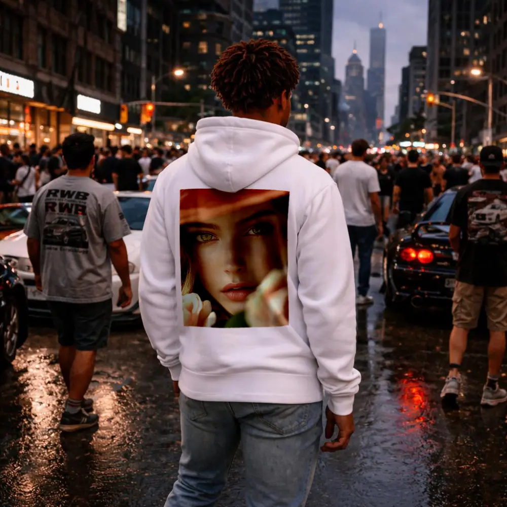 Green Eyes Woman Peach Hat Rose Portrait – Hoodies