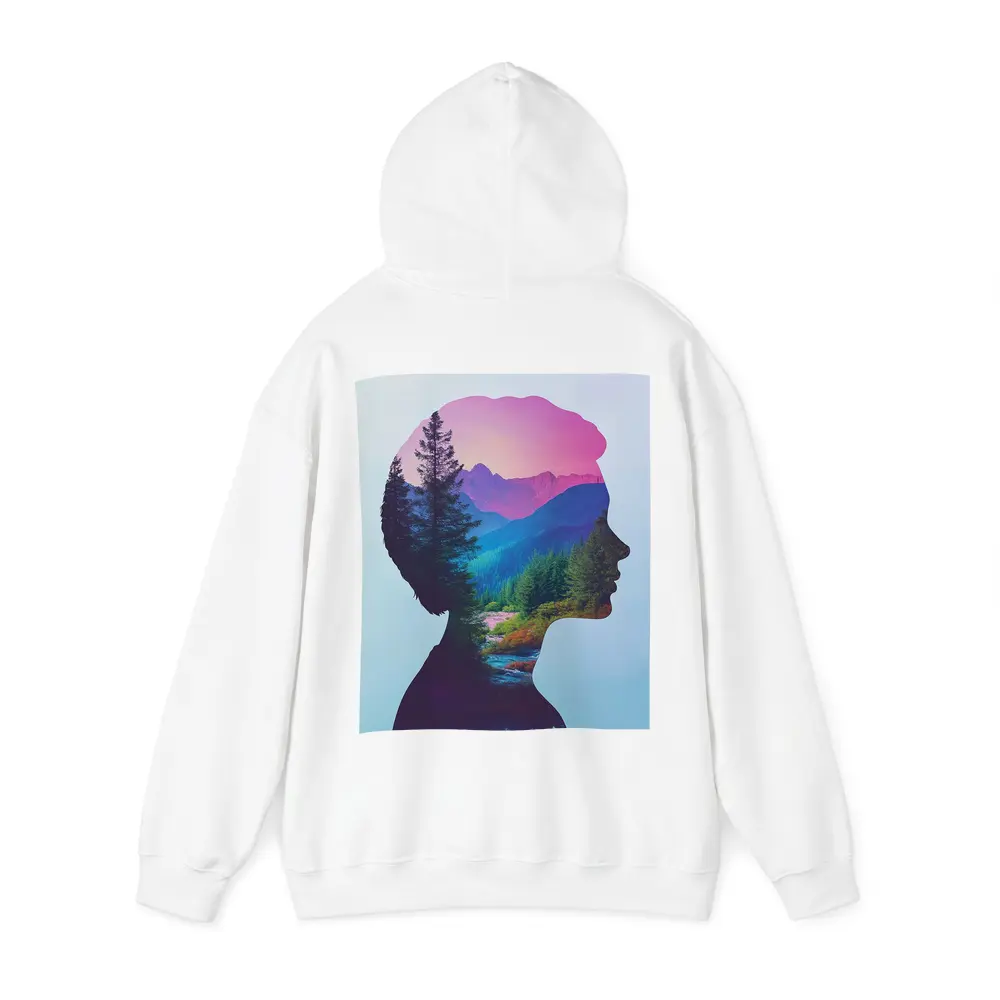 Woman Silhouette Double Exposure Mountain Forest – Hoodies