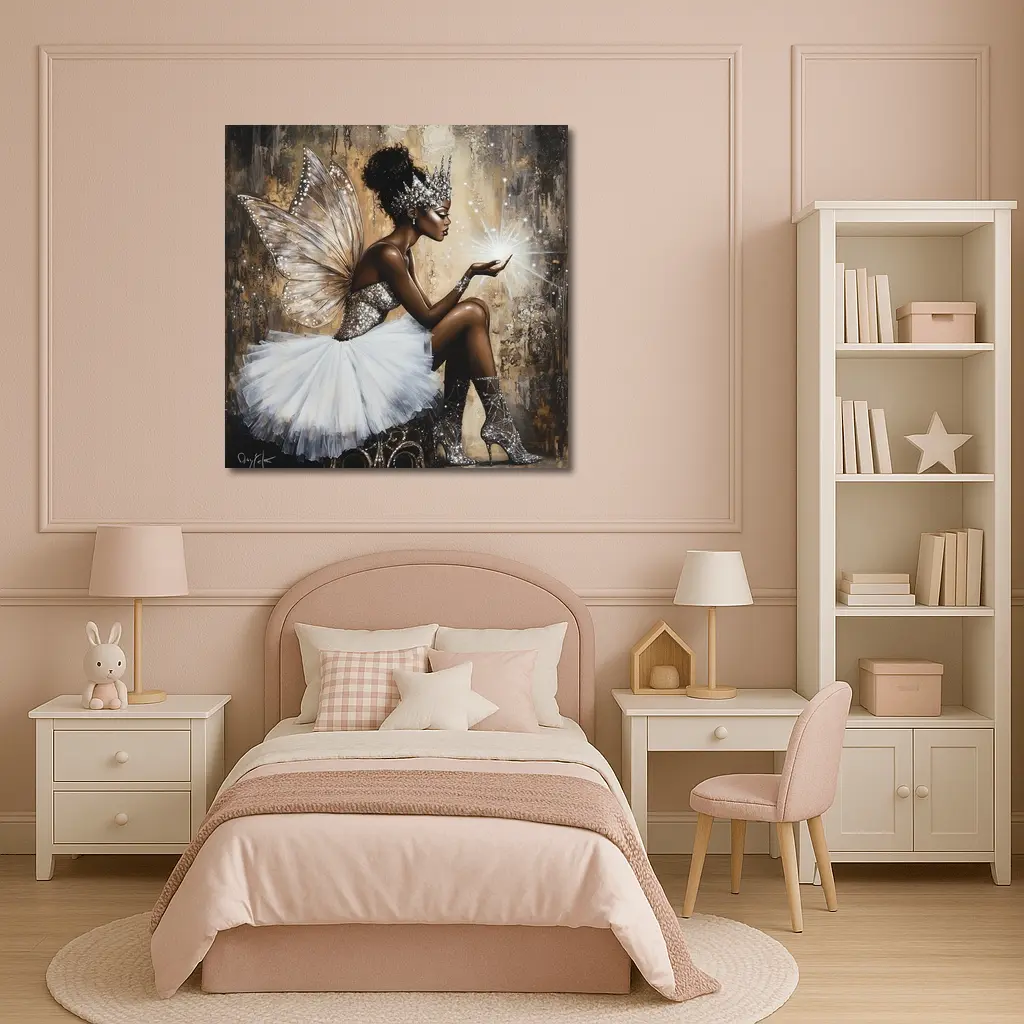 Black Fairy Queen Blowing Glitter Magic – Wall Art