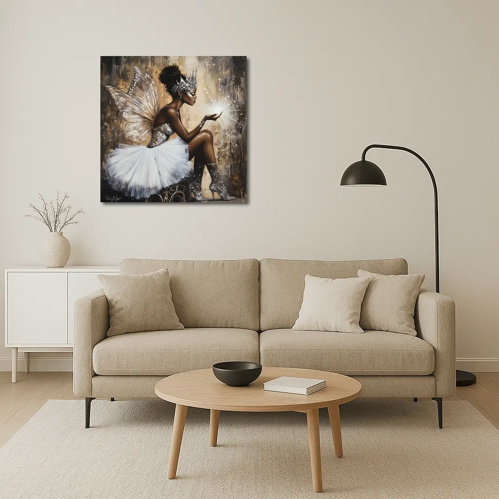Black Fairy Queen Blowing Glitter Magic – Wall Art