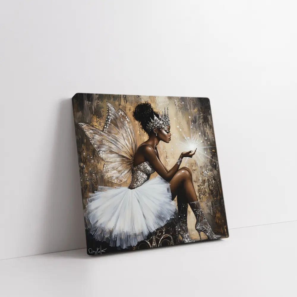 Black Fairy Queen Blowing Glitter Magic – Wall Art