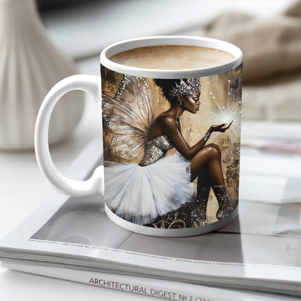 Black Fairy Queen Blowing Glitter Magic – Mugs