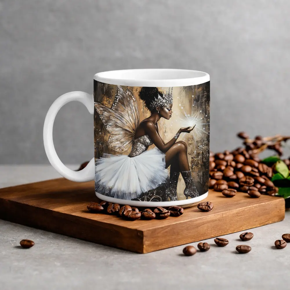 Black Fairy Queen Blowing Glitter Magic – Mugs