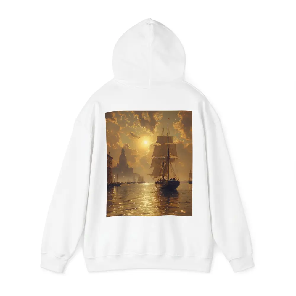 Tall Ship Venice Canal Golden Sunset Painting – Hoodies