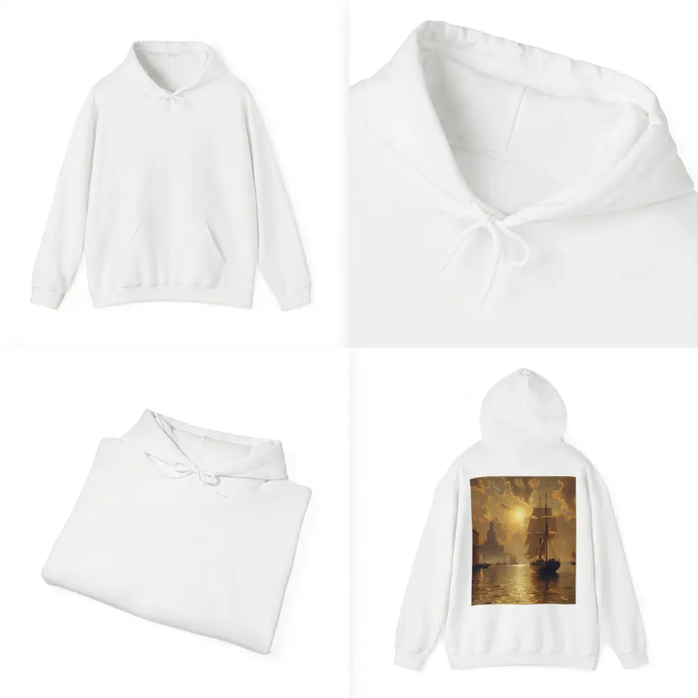 Tall Ship Venice Canal Golden Sunset Painting – Hoodies