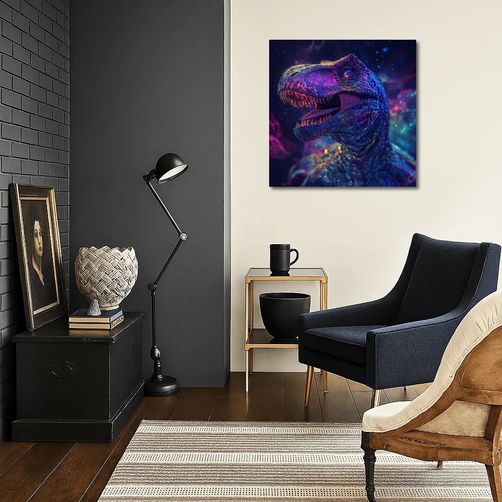 Cosmic Galaxy T-Rex Dinosaur Neon Space – Wall Art