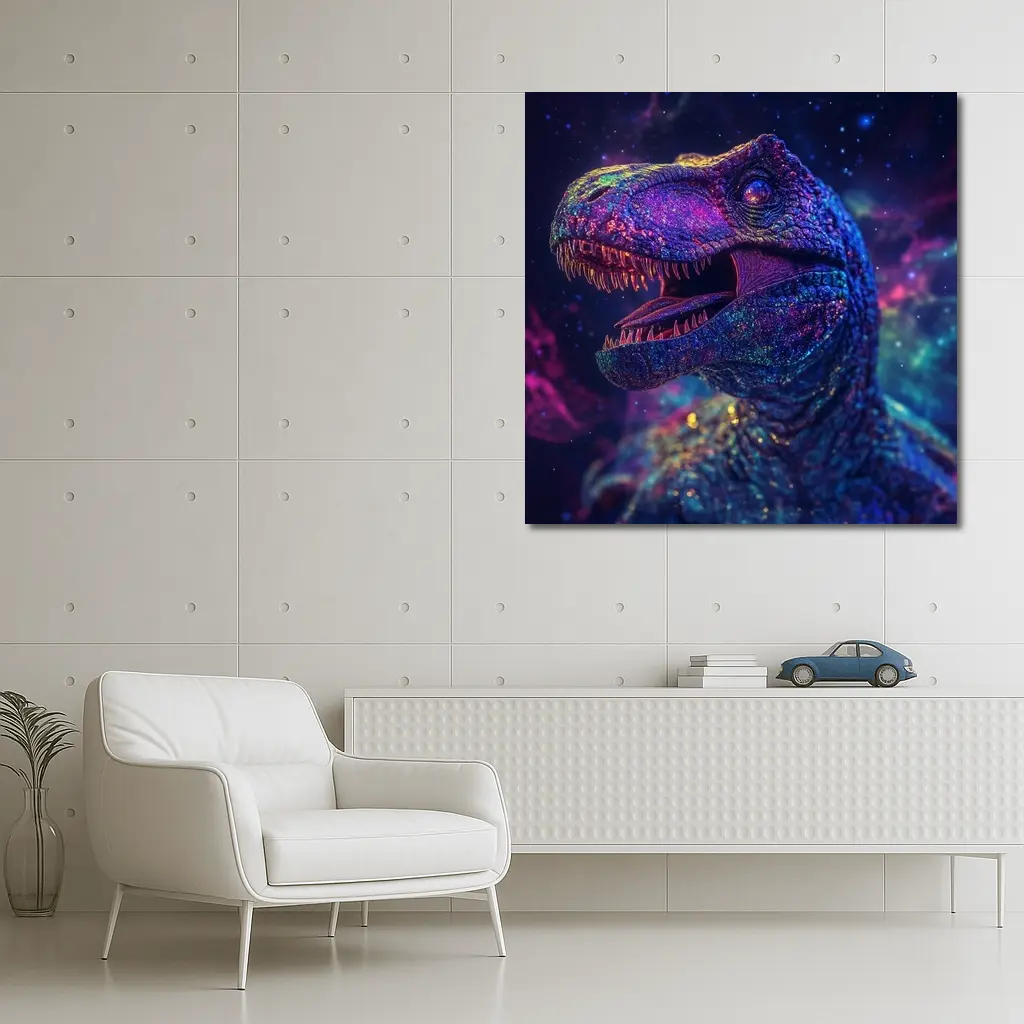 Cosmic Galaxy T-Rex Dinosaur Neon Space – Wall Art