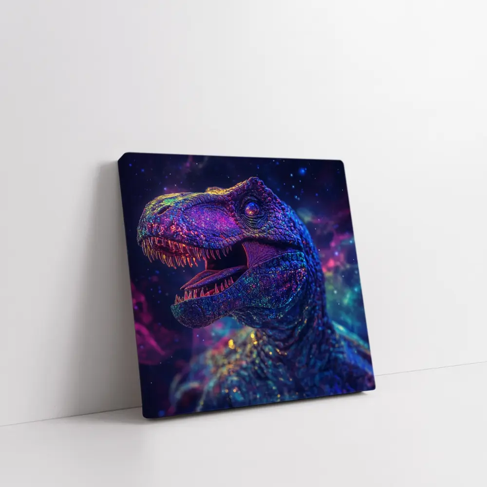 Cosmic Galaxy T-Rex Dinosaur Neon Space – Wall Art