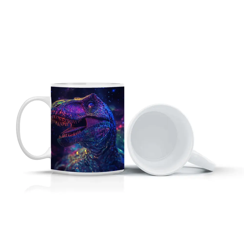 Cosmic Galaxy T-Rex Dinosaur Neon Space – Mugs