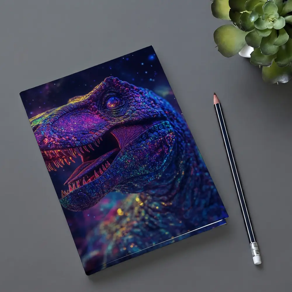 Cosmic Galaxy T-Rex Dinosaur Neon Space – Notebooks