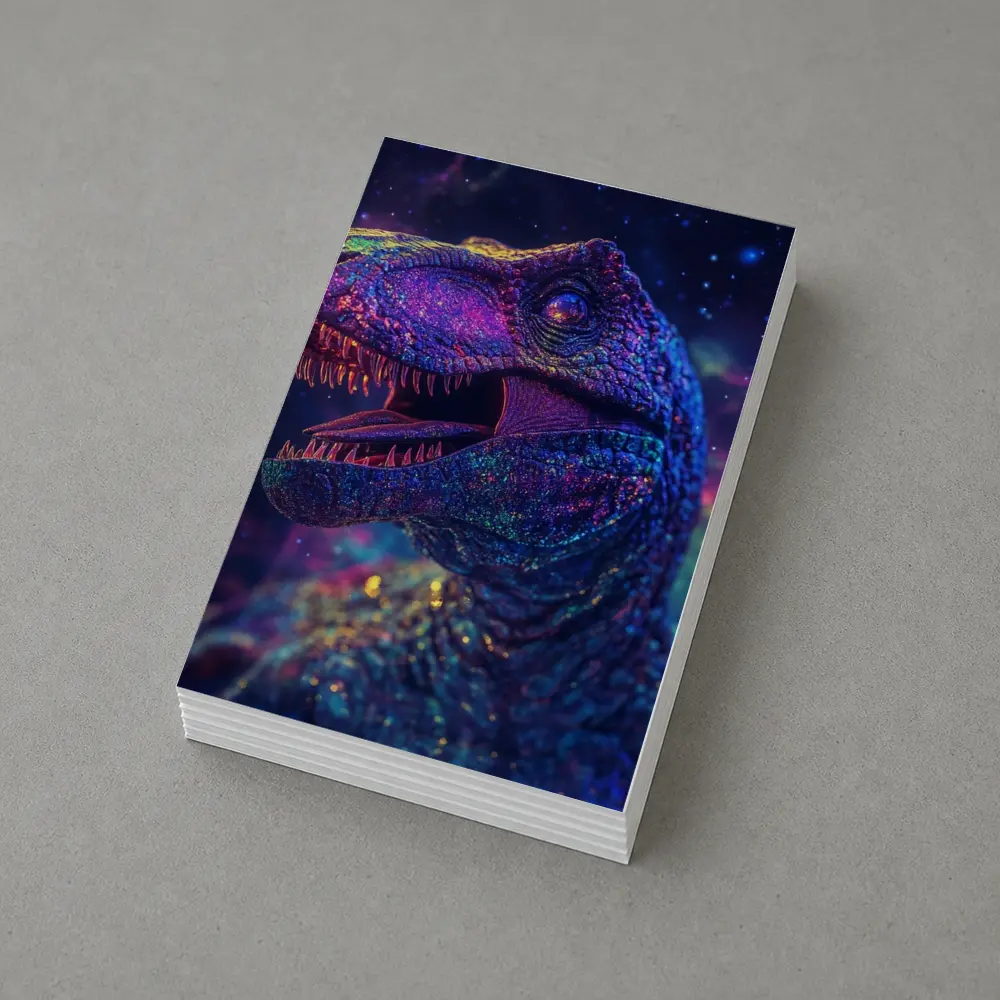 Cosmic Galaxy T-Rex Dinosaur Neon Space – Postcards