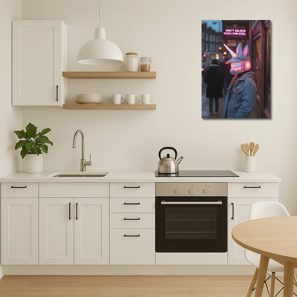Neon Unicorn Street Photography Urban Night – Wall Art
