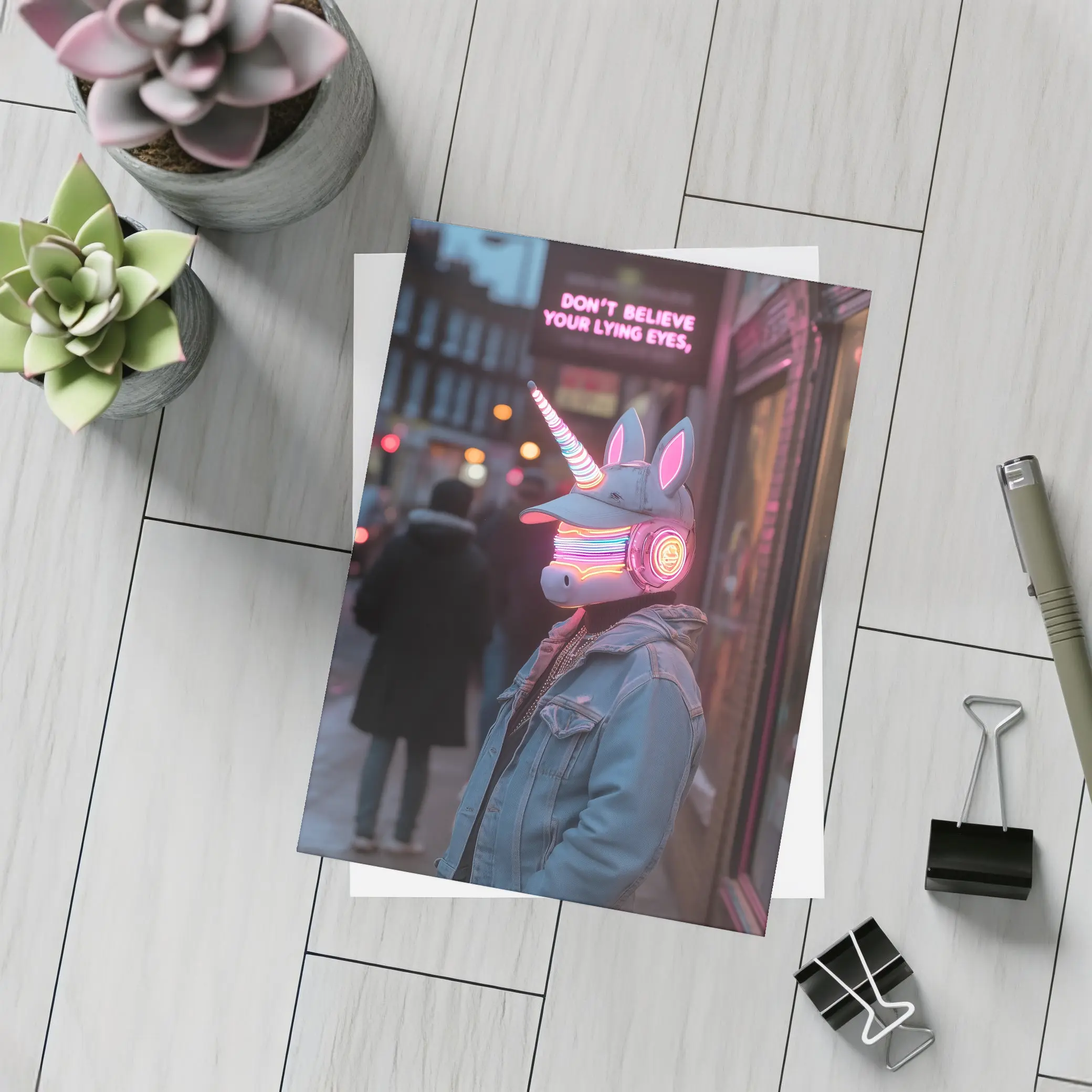 Neon Unicorn Street Photography Urban Night – Postcards