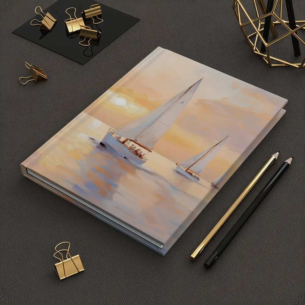 Sailboats On Calm Sea At Golden Sunset – Notebooks