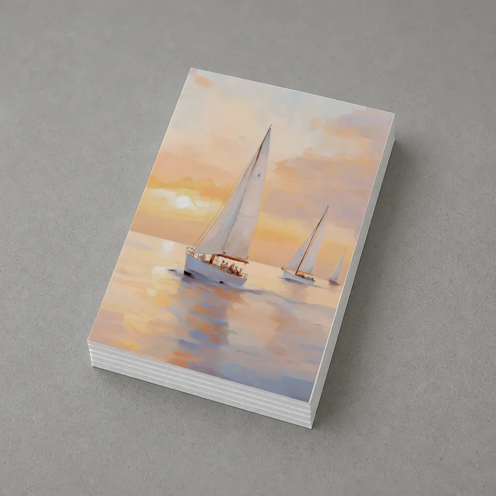 Sailboats On Calm Sea At Golden Sunset – Postcards