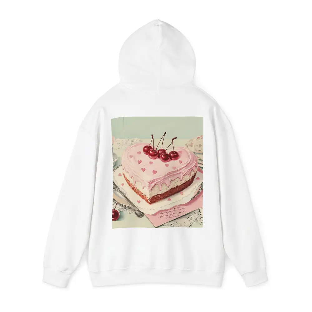 Heart Shaped Cherry Cake Vintage Illustration – Hoodies
