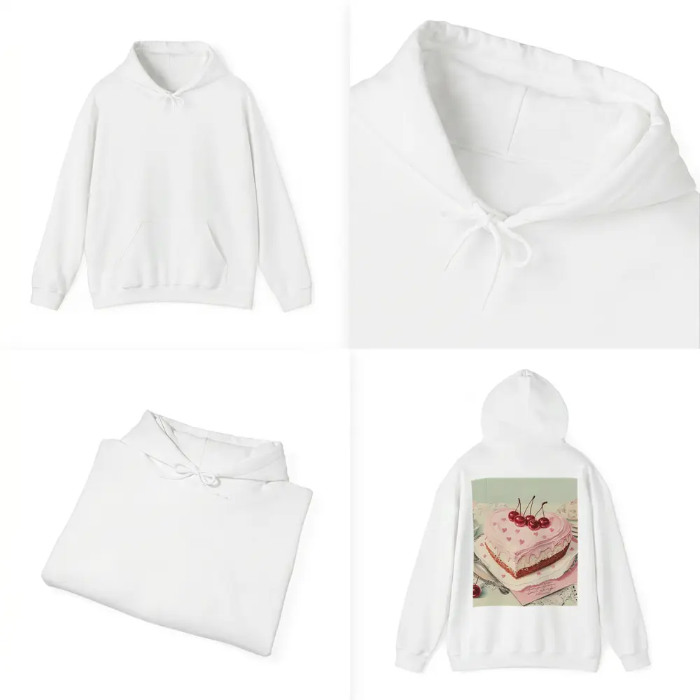 Heart Shaped Cherry Cake Vintage Illustration – Hoodies