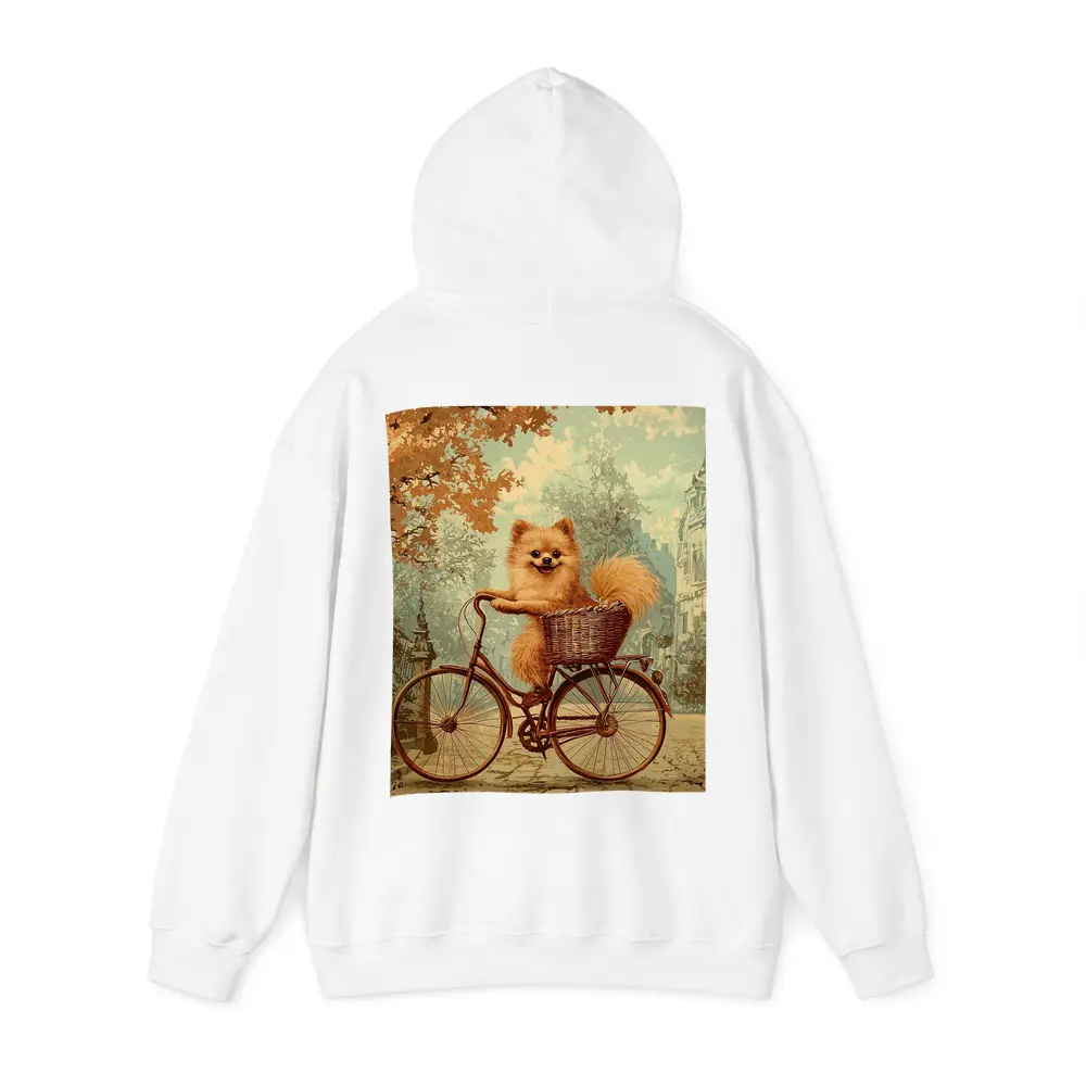 Pomeranian Dog Riding Bicycle Vintage Street – Hoodies