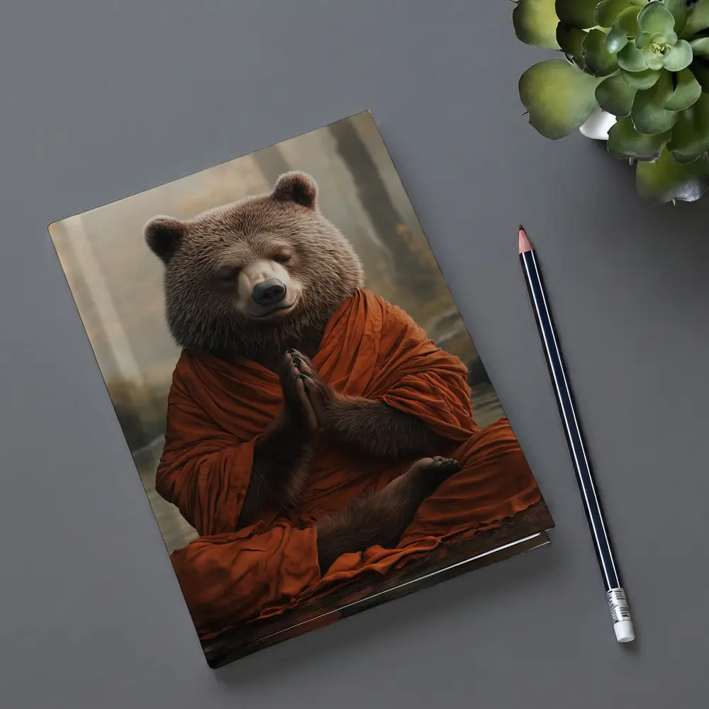 Meditating Bear Monk in Forest – Notebooks