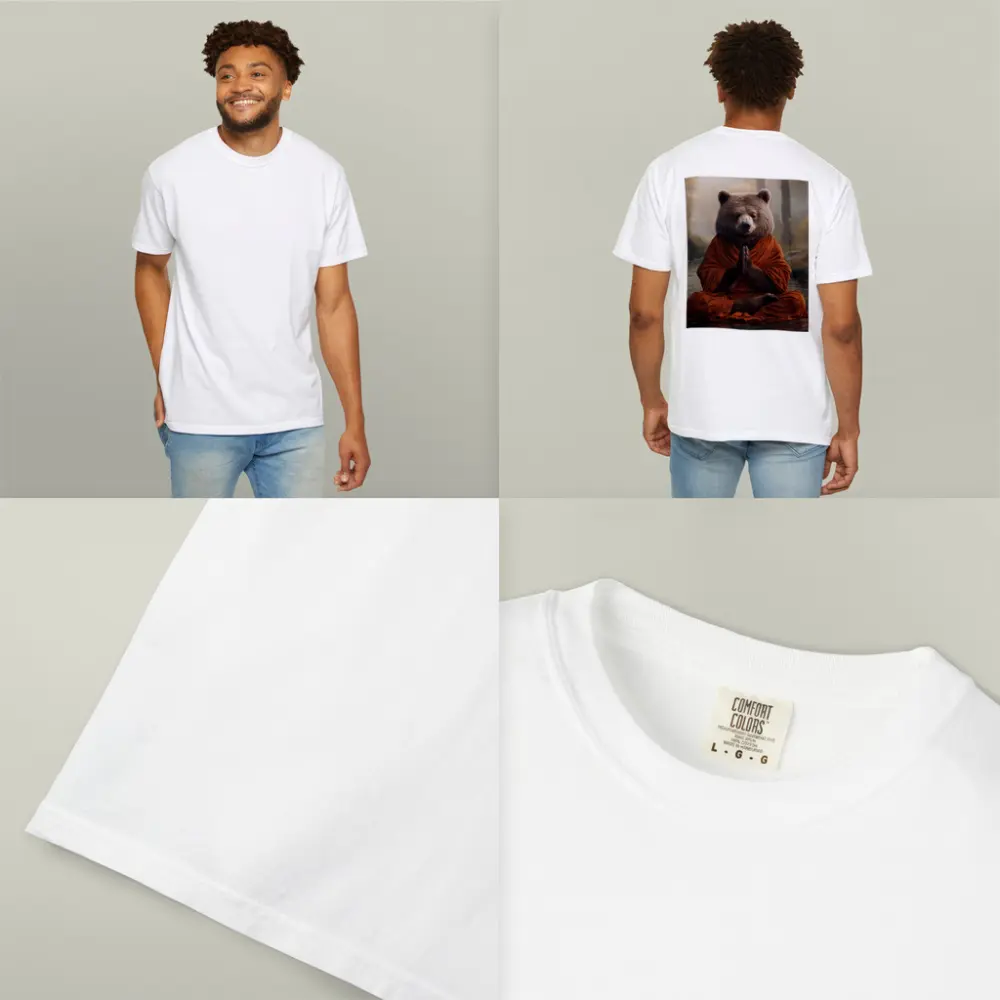 Meditating Bear Monk in Forest – T-Shirts