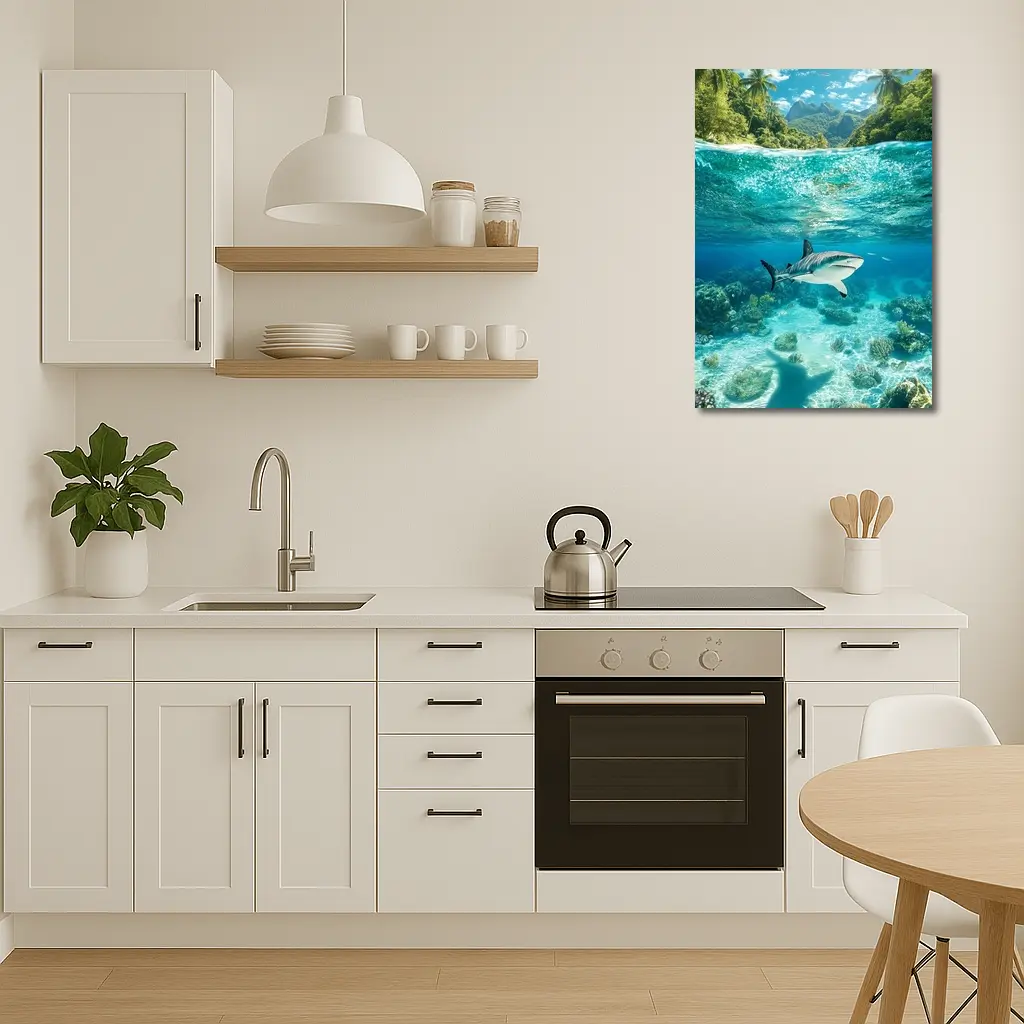 Reef Shark Swimming Tropical Island Underwater – Wall Art