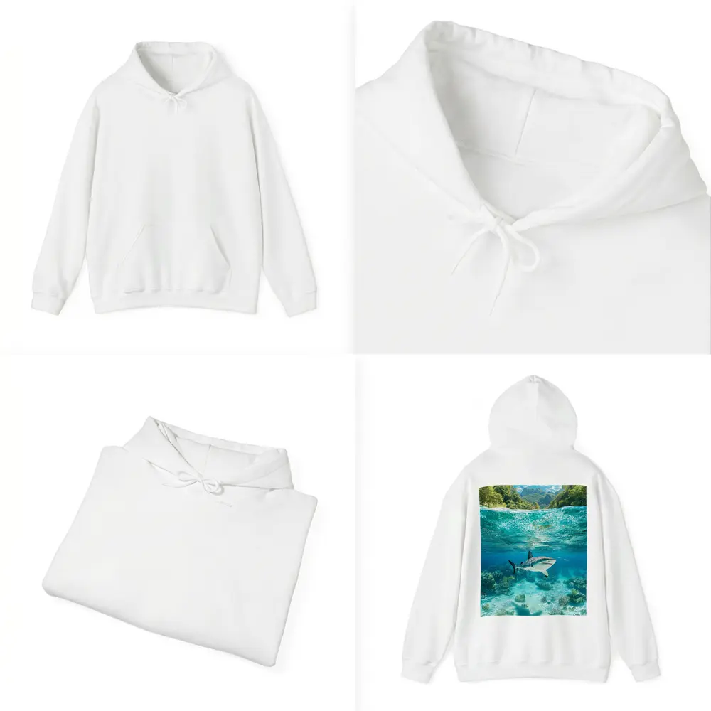 Reef Shark Swimming Tropical Island Underwater – Hoodies