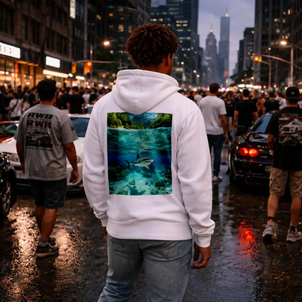 Reef Shark Swimming Tropical Island Underwater – Hoodies