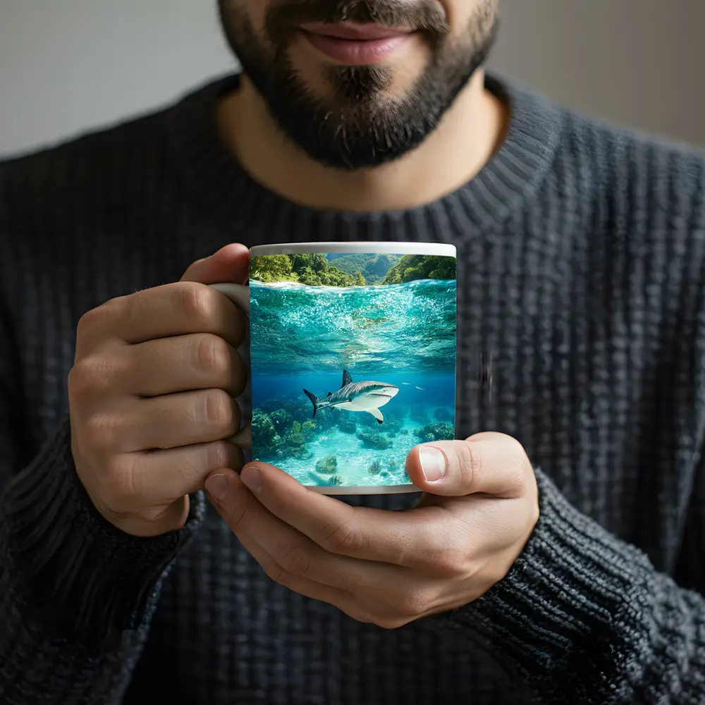 Reef Shark Swimming Tropical Island Underwater – Mugs