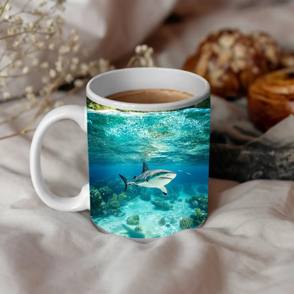 Reef Shark Swimming Tropical Island Underwater – Mugs