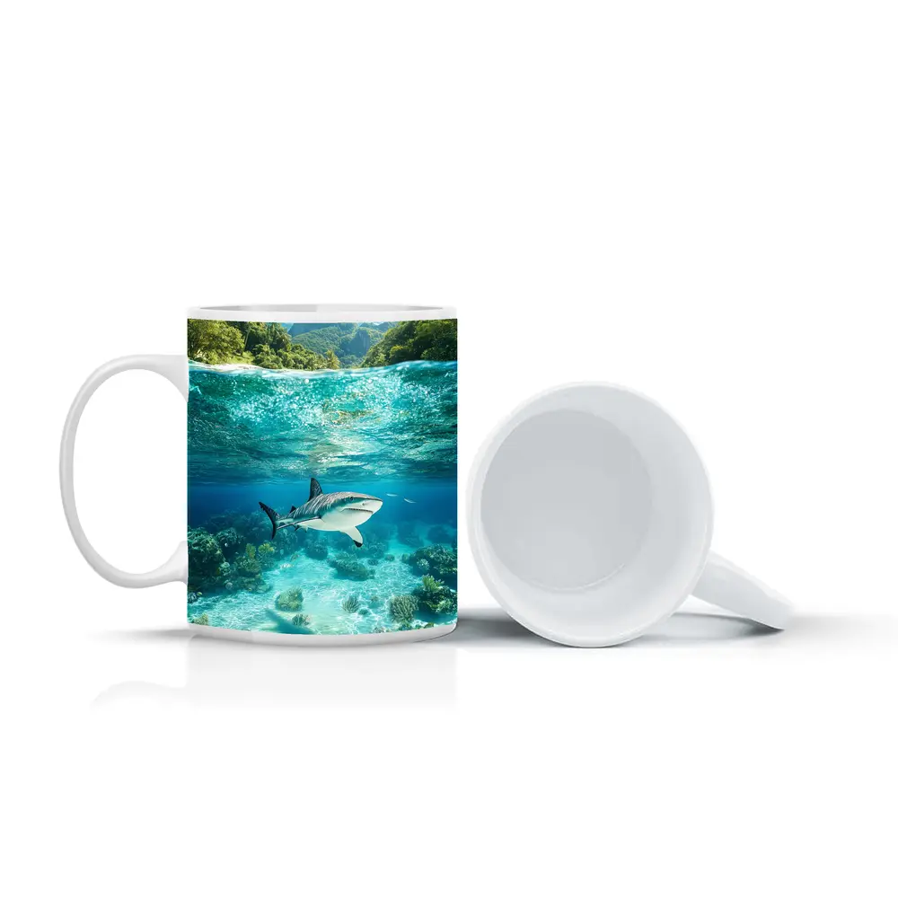 Reef Shark Swimming Tropical Island Underwater – Mugs
