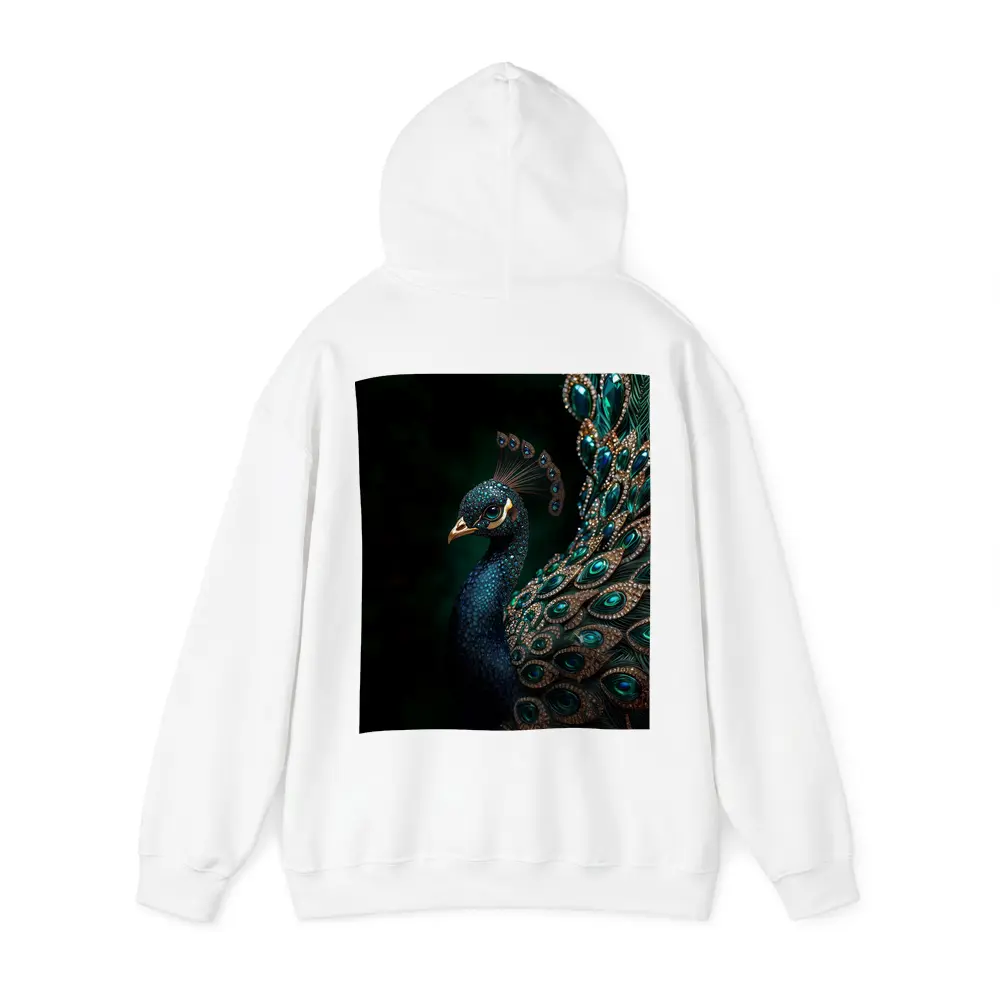 Jeweled Peacock Portrait On Dark Background – Hoodies