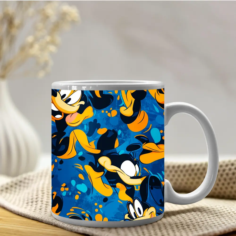Goofy Character Pattern Blue Cartoon Background – Mugs