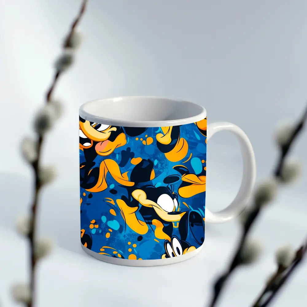 Goofy Character Pattern Blue Cartoon Background – Mugs