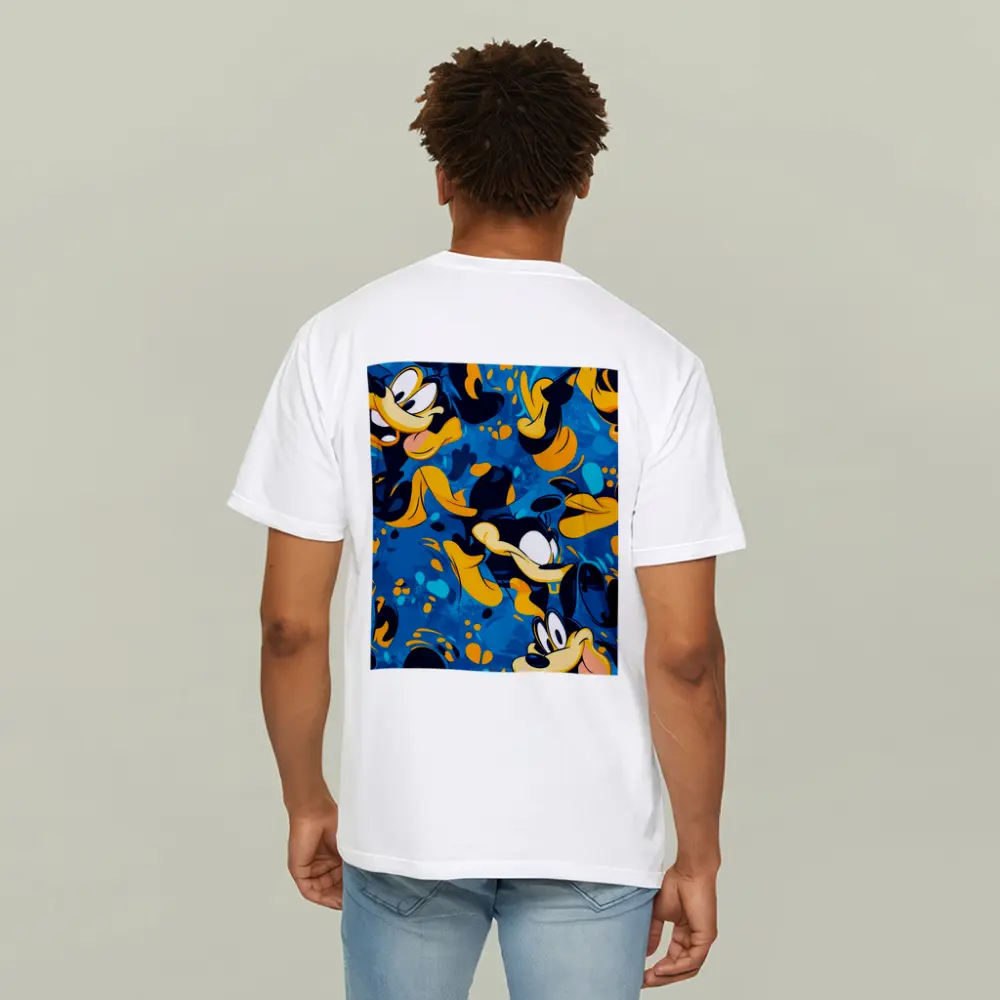 Goofy Character Pattern Blue Cartoon Background – T-Shirts
