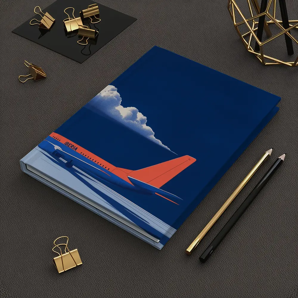 Iberia Airplane Blue Sky Minimalist Art – Notebooks