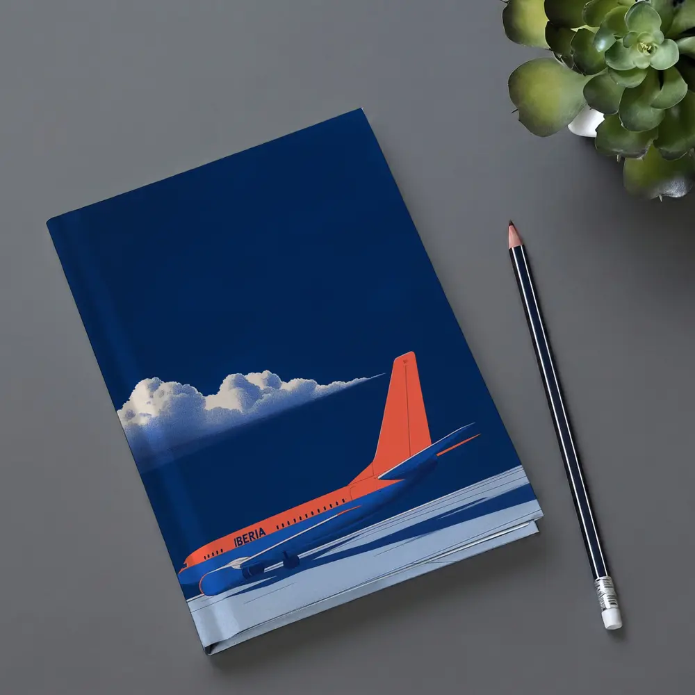 Iberia Airplane Blue Sky Minimalist Art – Notebooks