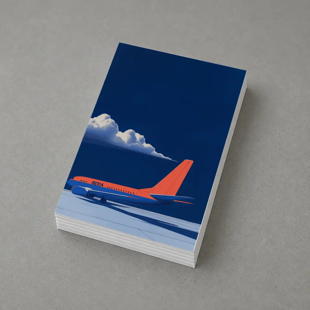 Iberia Airplane Blue Sky Minimalist Art – Postcards