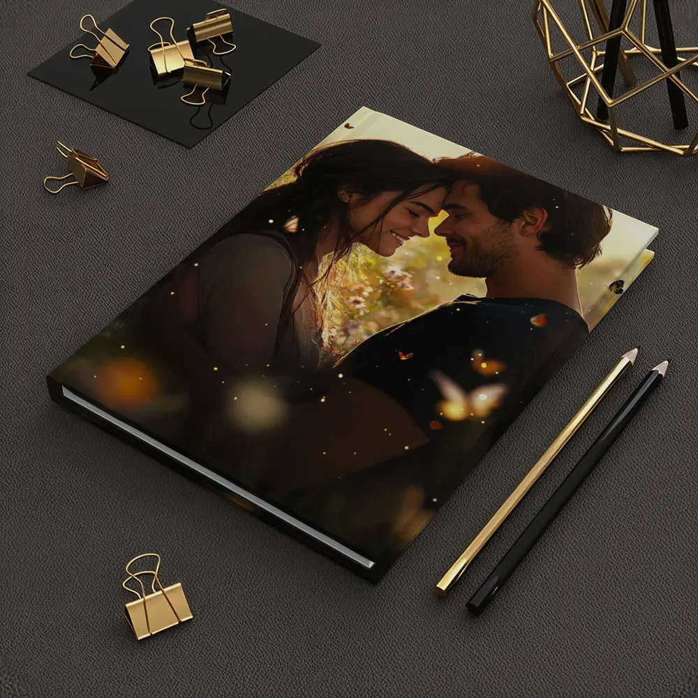 Couple Embracing In Wildflower Field Butterflies – Notebooks