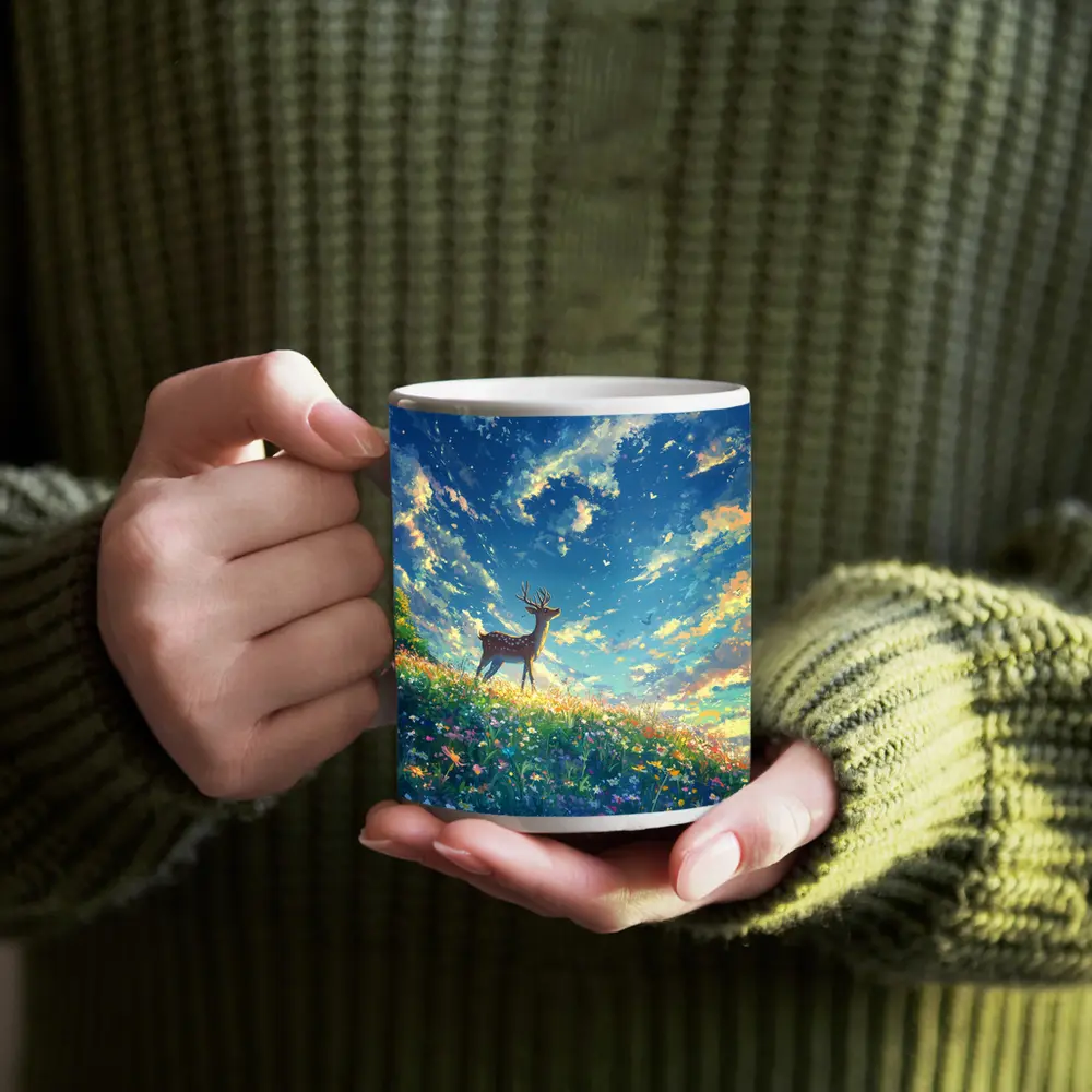 Spotted Deer on Wildflower Hill Anime Style – Mugs