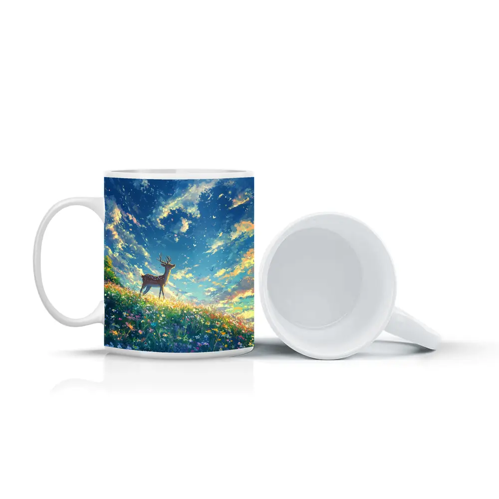 Spotted Deer on Wildflower Hill Anime Style – Mugs