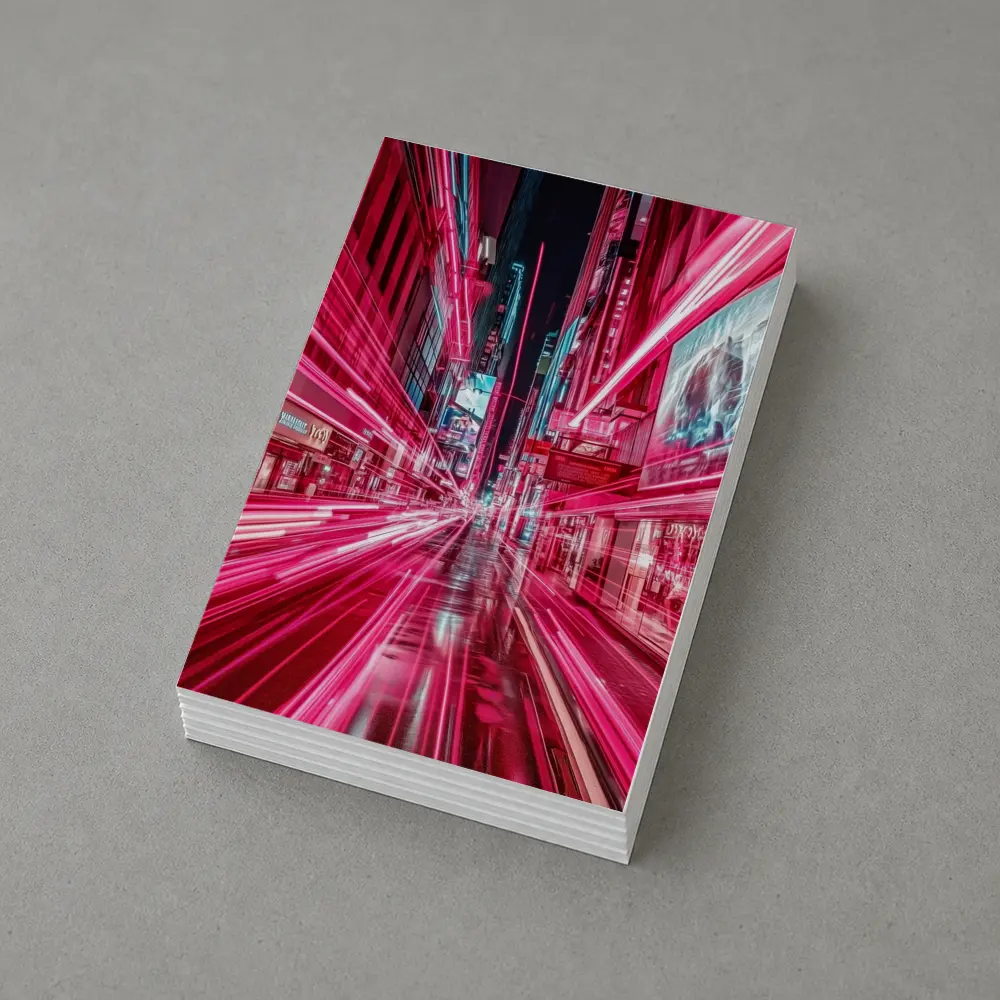 Neon Pink City Street Light Trails Night – Postcards