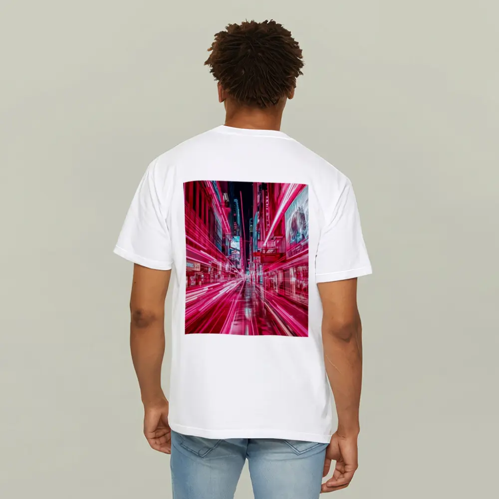 Neon Pink City Street Light Trails Night – T-Shirts